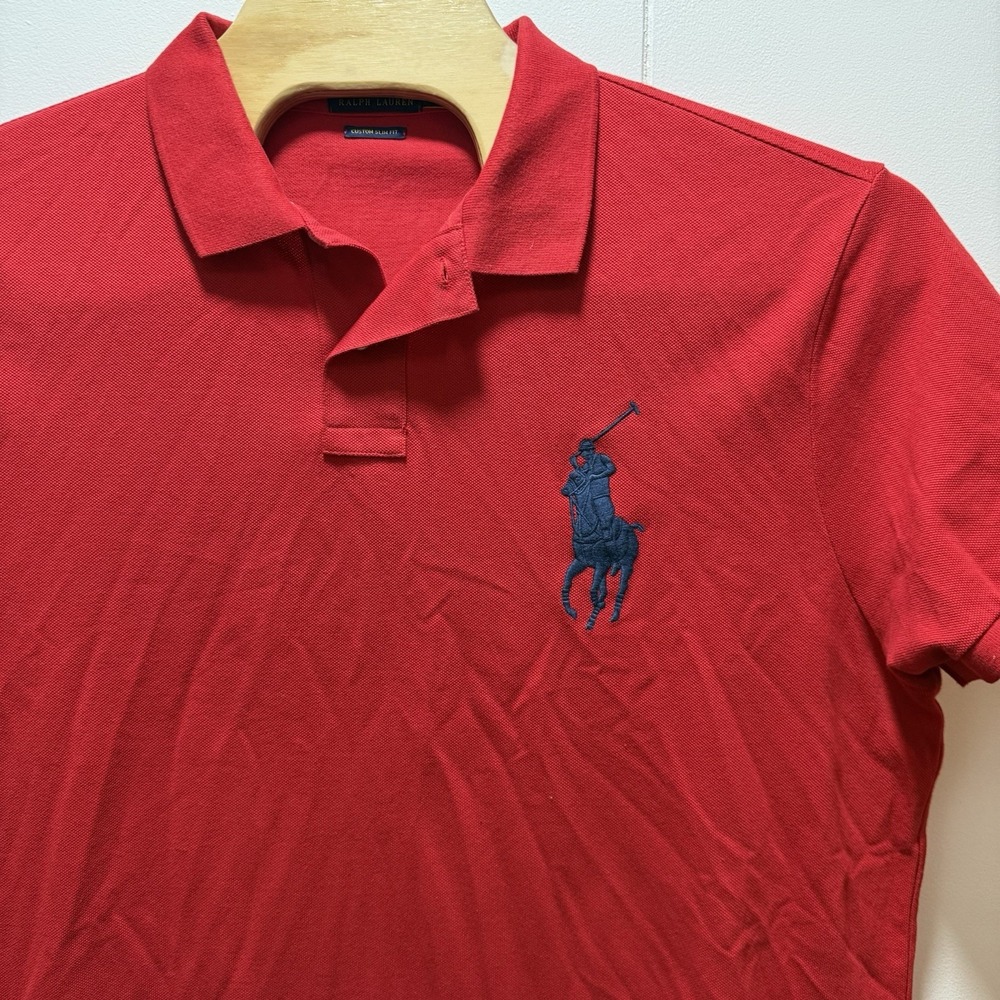 Polo Ralph Lauren Red Mens Size 2XL Oversized Logo Polo‎ Shirt Custom Slim Fit